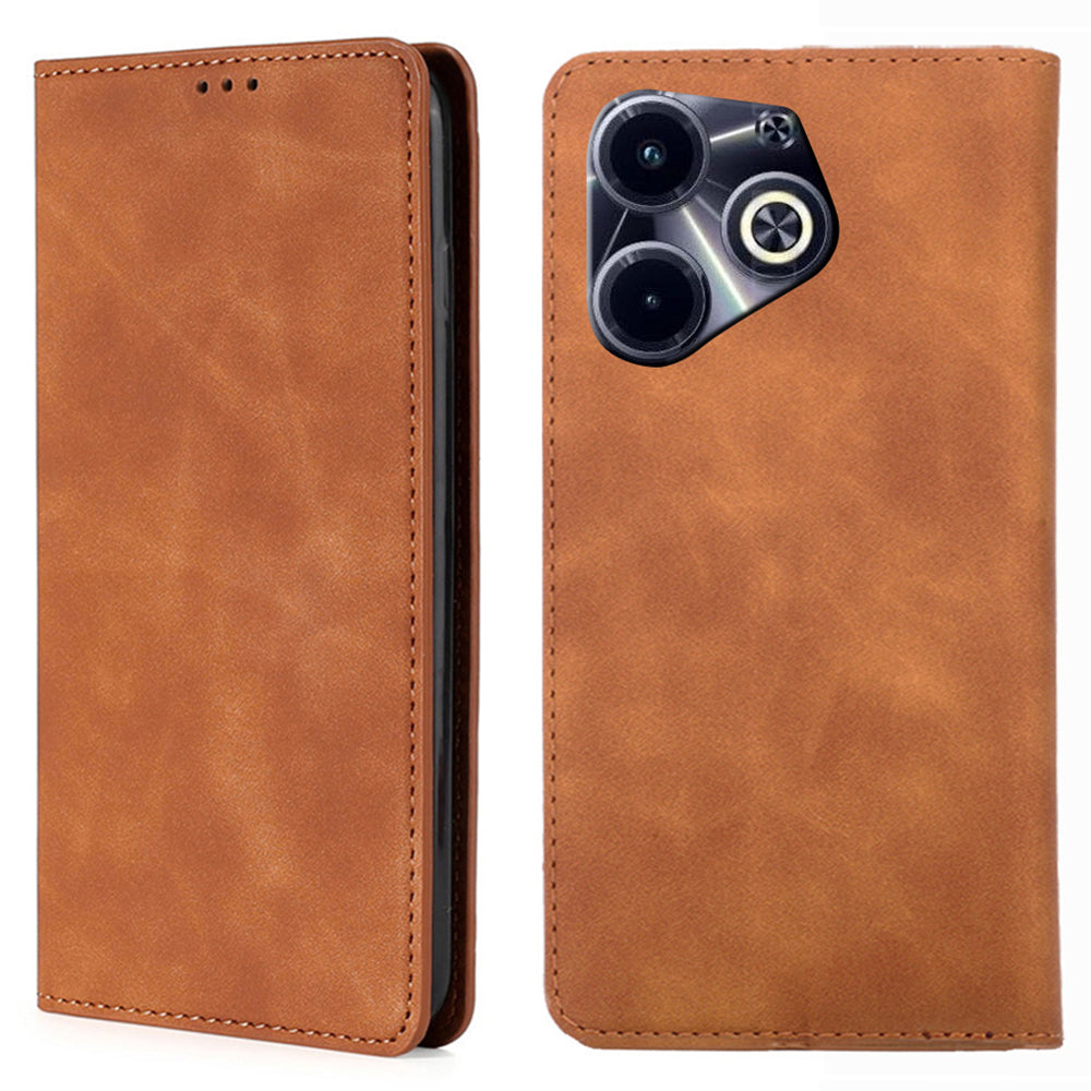 For Transsion Infinix Hot 40i Case Card Holder Skin-Touch Leather Flip Phone Cover