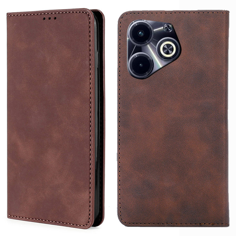For Transsion Infinix Hot 40i Case Card Holder Skin-Touch Leather Flip Phone Cover