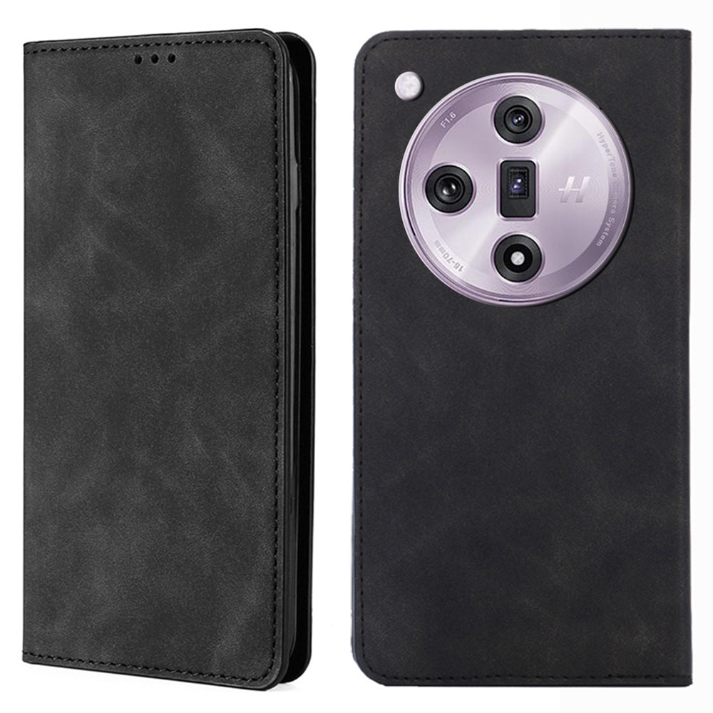 For Oppo Find X7 5G Case Skin-touch PU Leather+TPU Phone Cover with Card Holder
