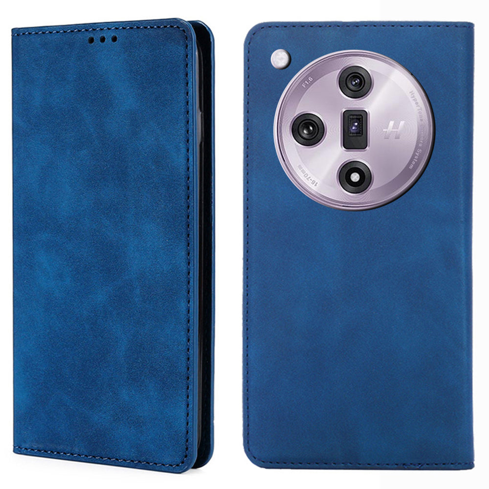 For Oppo Find X7 5G Case Skin-touch PU Leather+TPU Phone Cover with Card Holder
