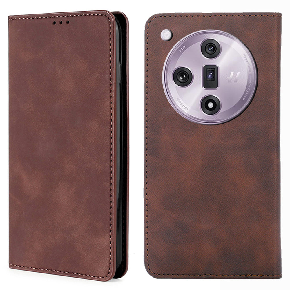 For Oppo Find X7 5G Case Skin-touch PU Leather+TPU Phone Cover with Card Holder