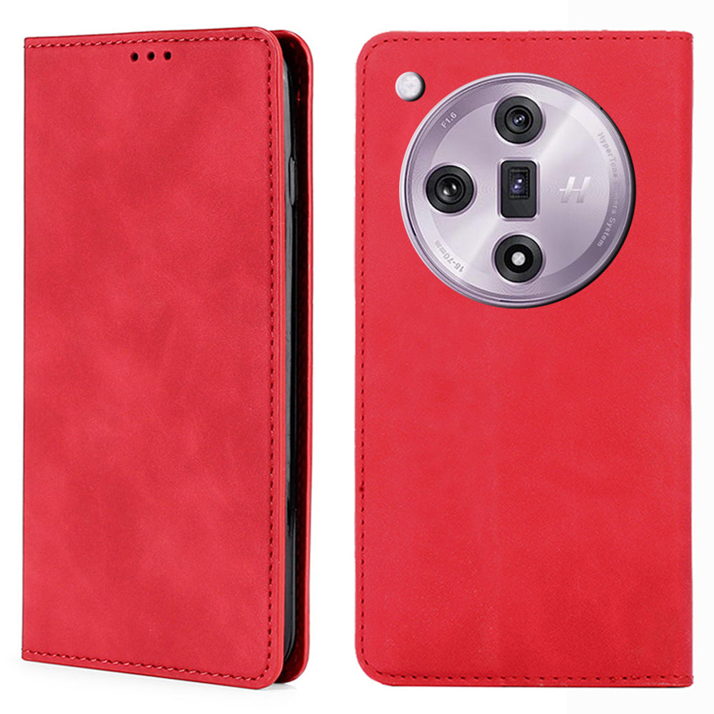 For Oppo Find X7 5G Case Skin-touch PU Leather+TPU Phone Cover with Card Holder