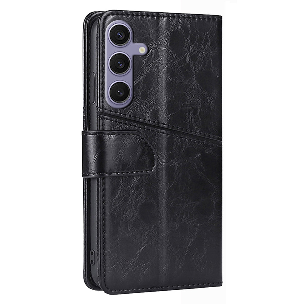 For Samsung Galaxy S24+ Case Wallet Leather Phone Cover Geometric Splicing