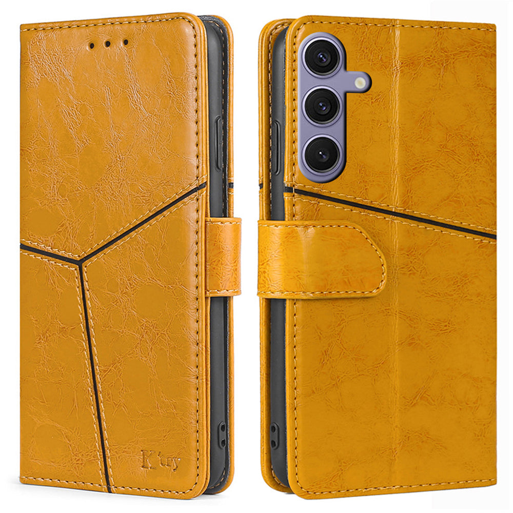 For Samsung Galaxy S24+ Case Wallet Leather Phone Cover Geometric Splicing