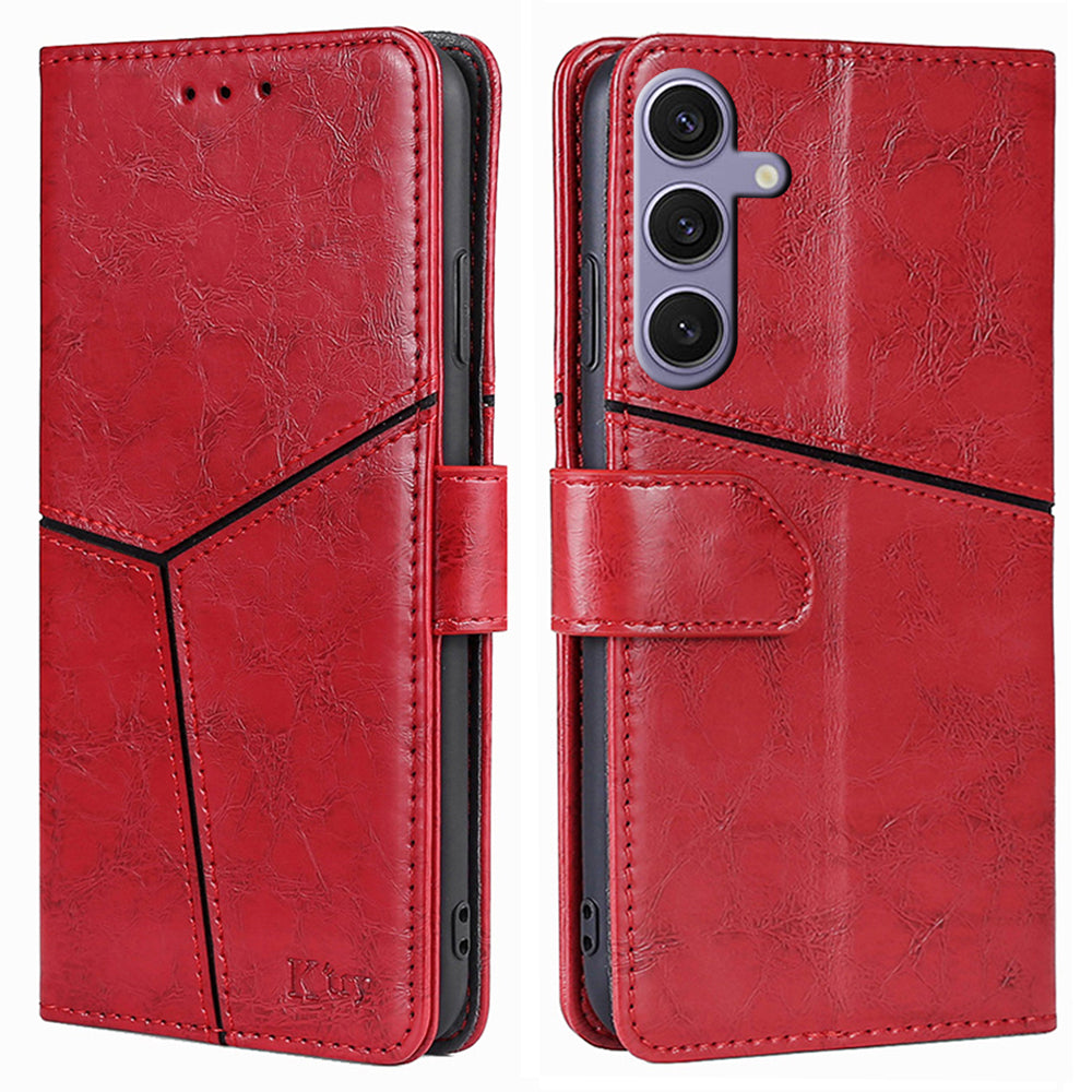 For Samsung Galaxy S24+ Case Wallet Leather Phone Cover Geometric Splicing