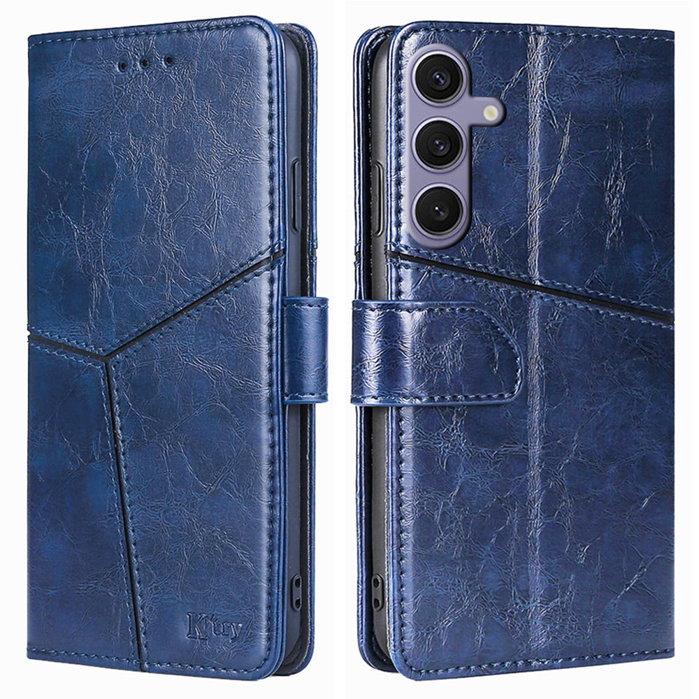 For Samsung Galaxy S24 Case Geometric Splicing Leather + TPU Phone Cover with Wallet Stand
