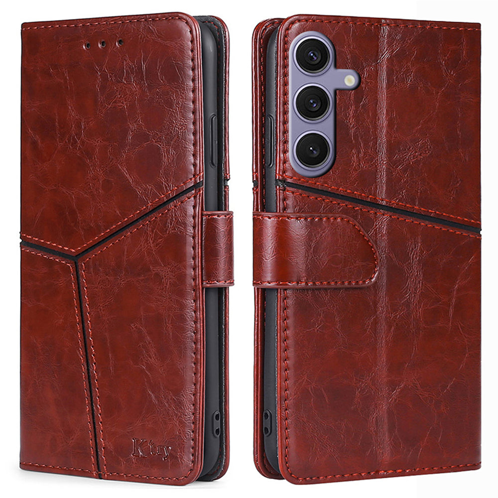 For Samsung Galaxy S24 Case Geometric Splicing Leather + TPU Phone Cover with Wallet Stand