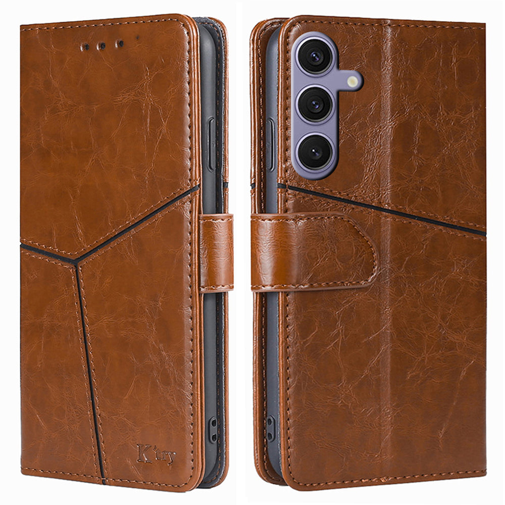 For Samsung Galaxy S24 Case Geometric Splicing Leather + TPU Phone Cover with Wallet Stand