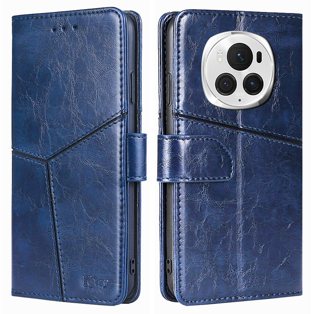 For Honor Magic6 Pro 5G Leather Case Geometric Splicing Phone Cover with Wallet