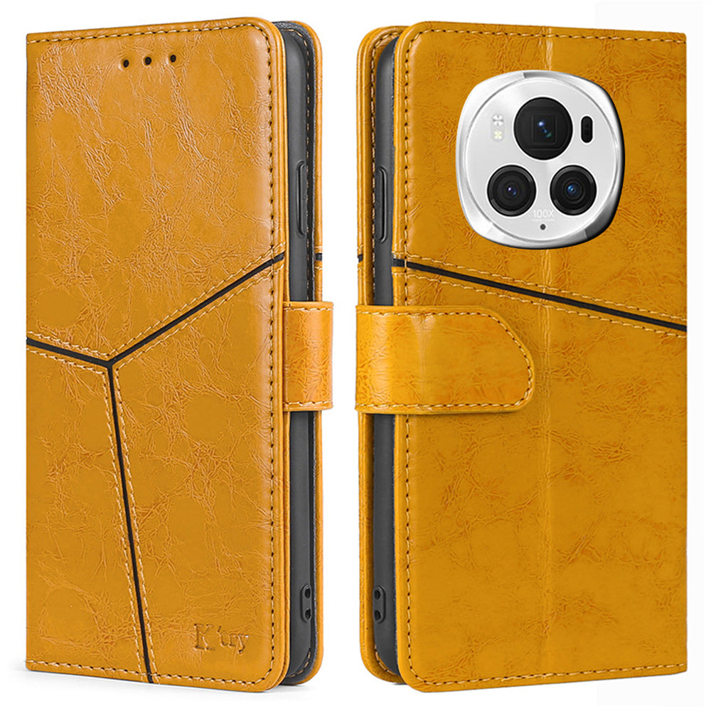 For Honor Magic6 Pro 5G Leather Case Geometric Splicing Phone Cover with Wallet