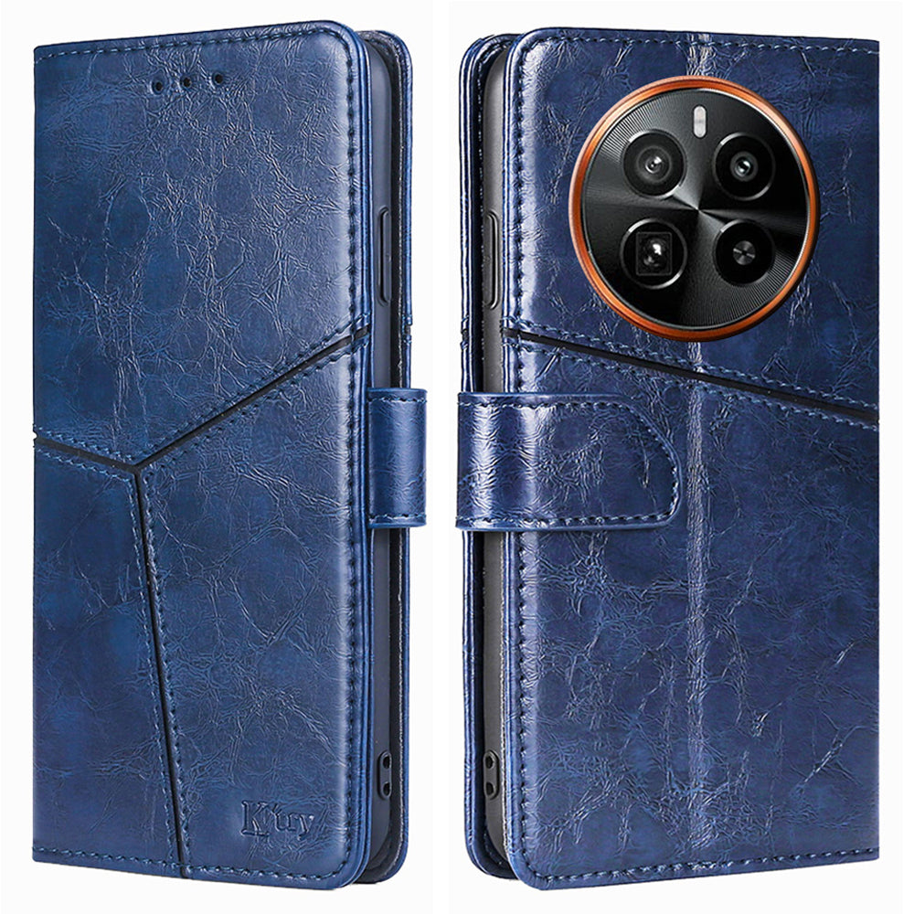 For Realme GT5 Pro 5G Leather Case Geometric Splicing Wallet Phone Cover