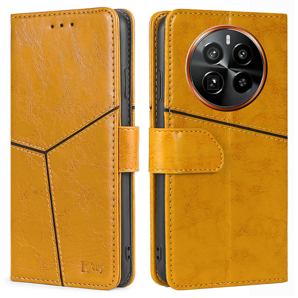 For Realme GT5 Pro 5G Leather Case Geometric Splicing Wallet Phone Cover