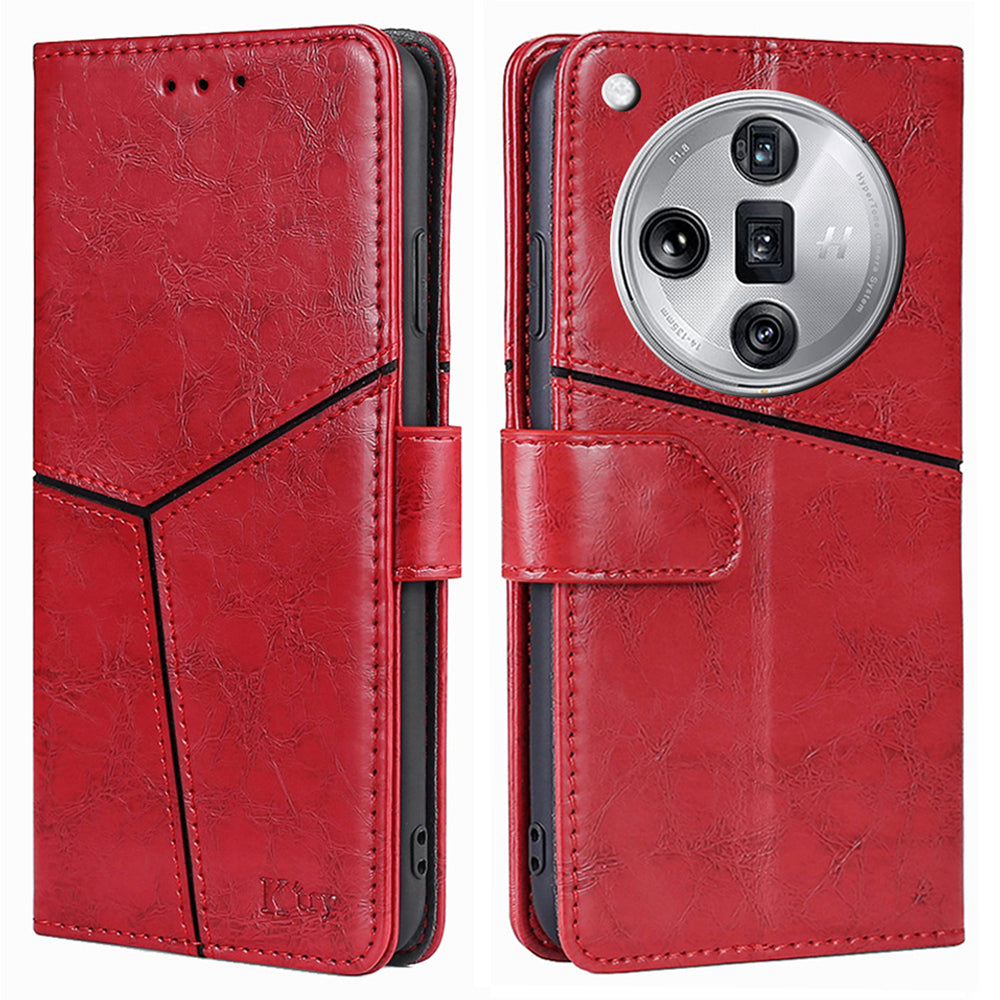 For Oppo Find X7 Ultra Case Geometric Splicing Wallet Stand Cell Phone Cover
