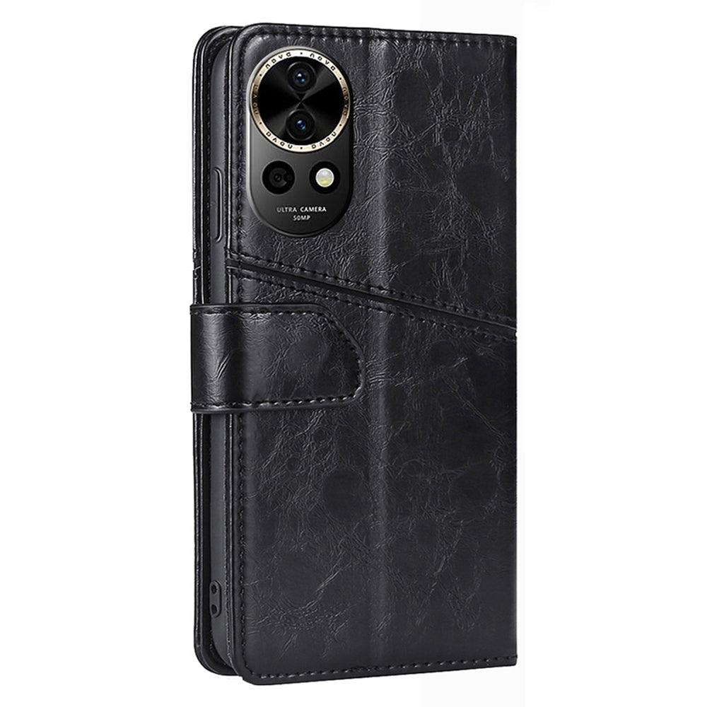 For Huawei nova 12 5G Case Geometric Splicing Phone Leather Cover with Wallet Stand