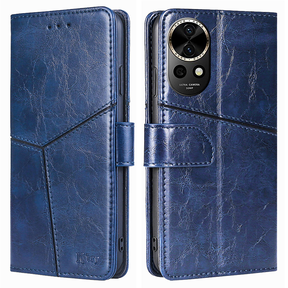 For Huawei nova 12 5G Case Geometric Splicing Phone Leather Cover with Wallet Stand