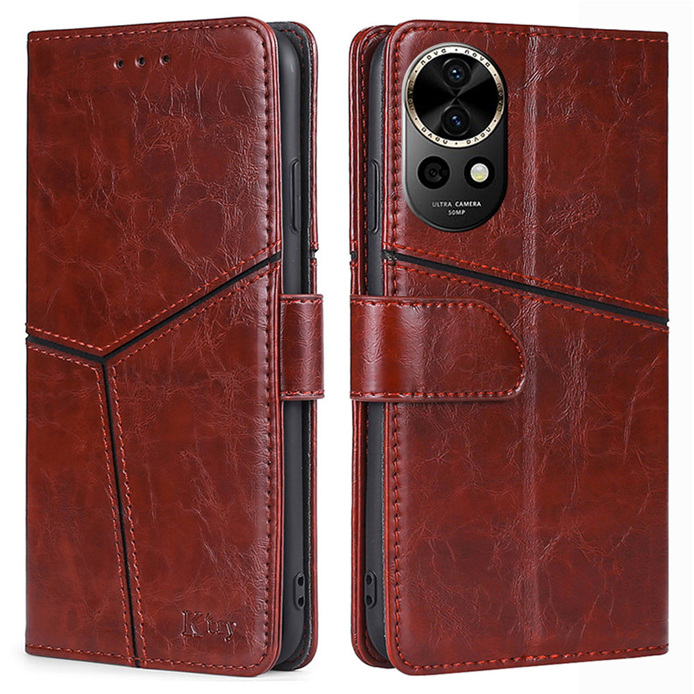 For Huawei nova 12 5G Case Geometric Splicing Phone Leather Cover with Wallet Stand