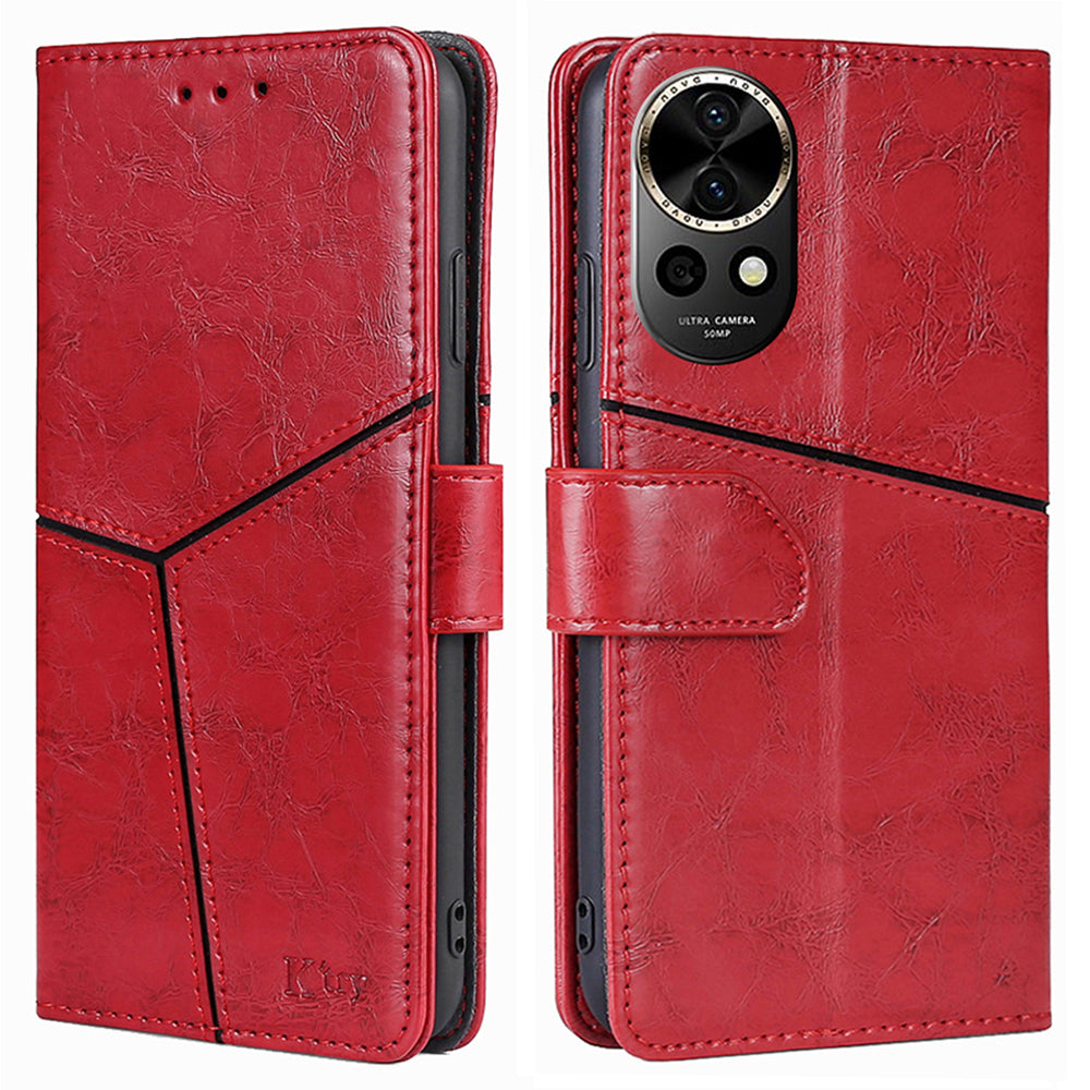 For Huawei nova 12 5G Case Geometric Splicing Phone Leather Cover with Wallet Stand