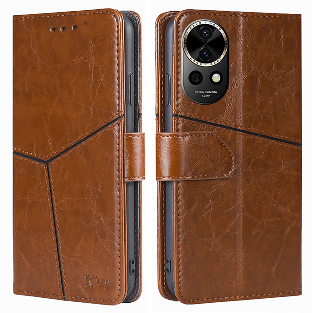 For Huawei nova 12 5G Case Geometric Splicing Phone Leather Cover with Wallet Stand