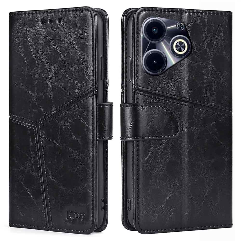 For Transsion Infinix Hot 40i PU Leather Phone Stand Case Wallet Geometric Splicing Cell Phone Cover