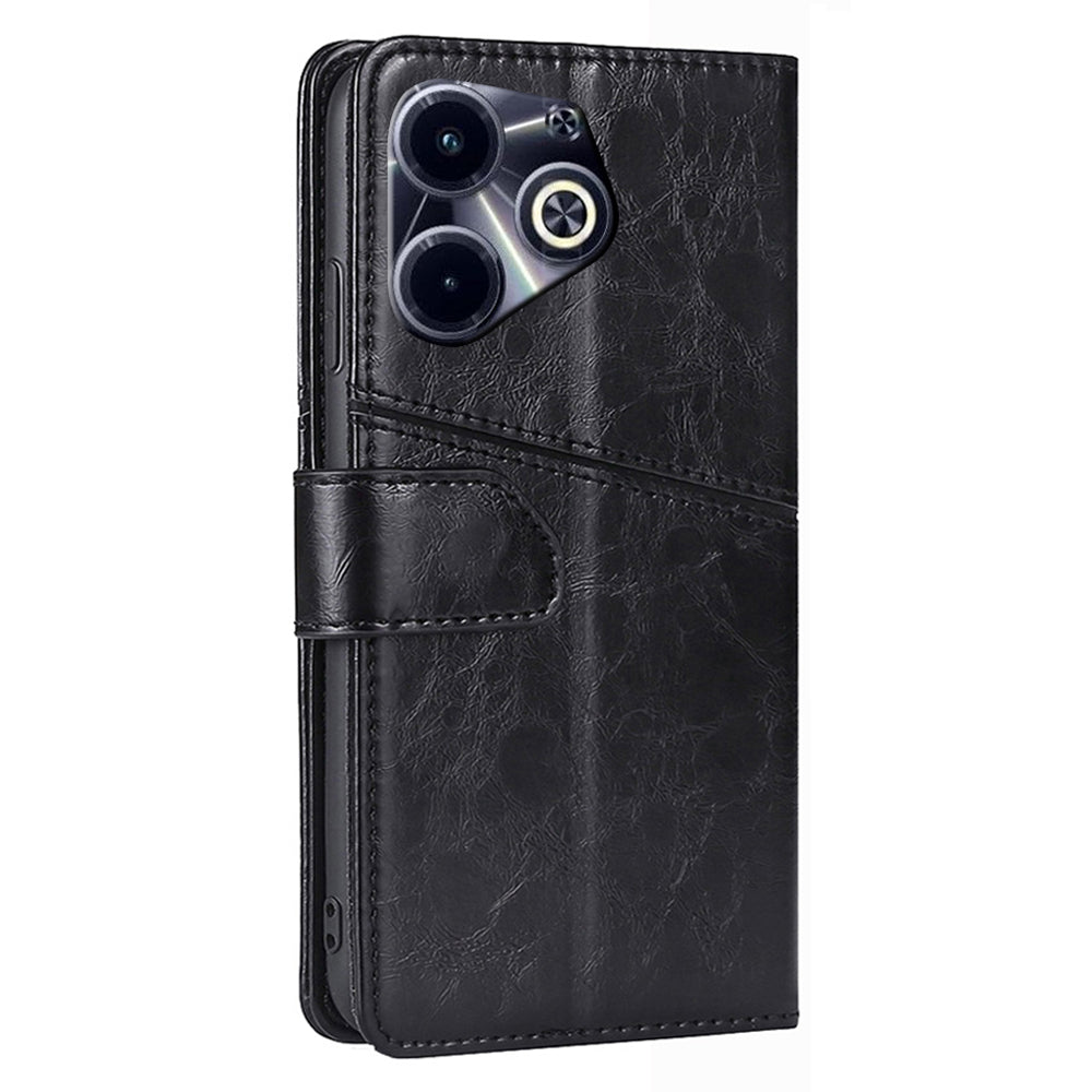 For Transsion Infinix Hot 40i PU Leather Phone Stand Case Wallet Geometric Splicing Cell Phone Cover
