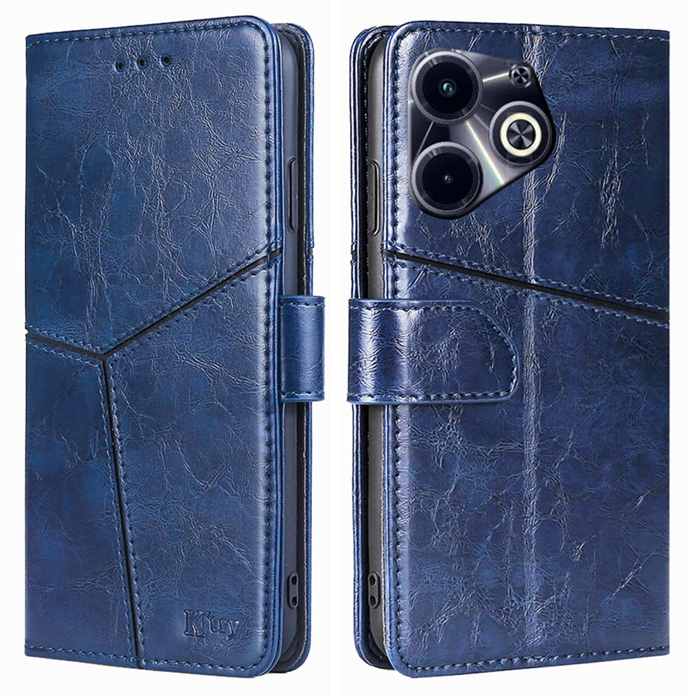 For Transsion Infinix Hot 40i PU Leather Phone Stand Case Wallet Geometric Splicing Cell Phone Cover