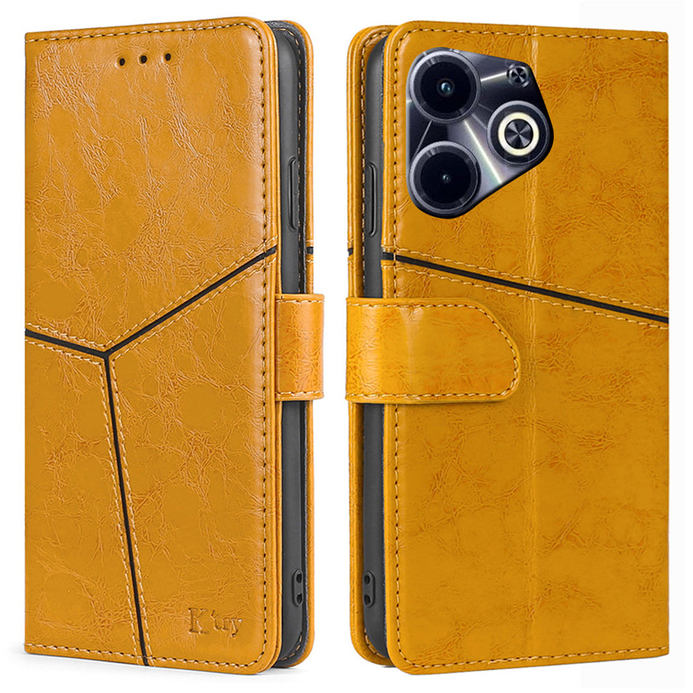 For Transsion Infinix Hot 40i PU Leather Phone Stand Case Wallet Geometric Splicing Cell Phone Cover