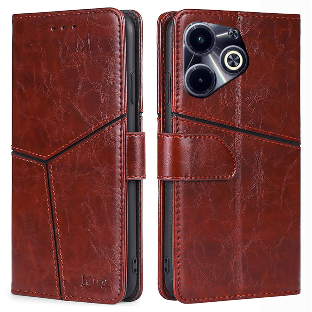 For Transsion Infinix Hot 40i PU Leather Phone Stand Case Wallet Geometric Splicing Cell Phone Cover