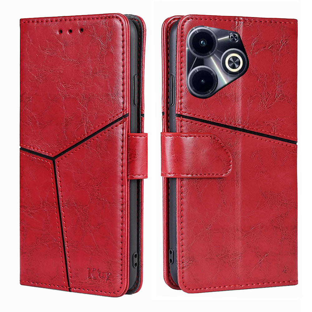 For Transsion Infinix Hot 40i PU Leather Phone Stand Case Wallet Geometric Splicing Cell Phone Cover