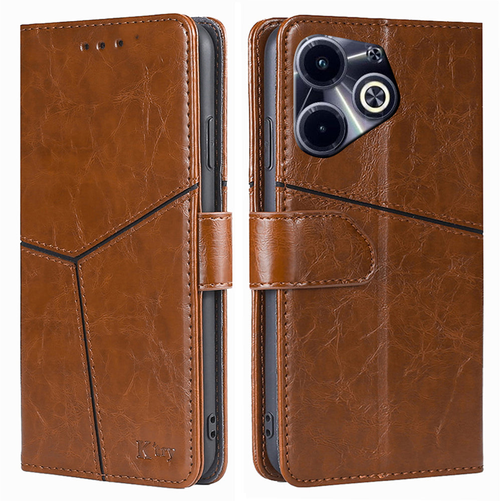 For Transsion Infinix Hot 40i PU Leather Phone Stand Case Wallet Geometric Splicing Cell Phone Cover