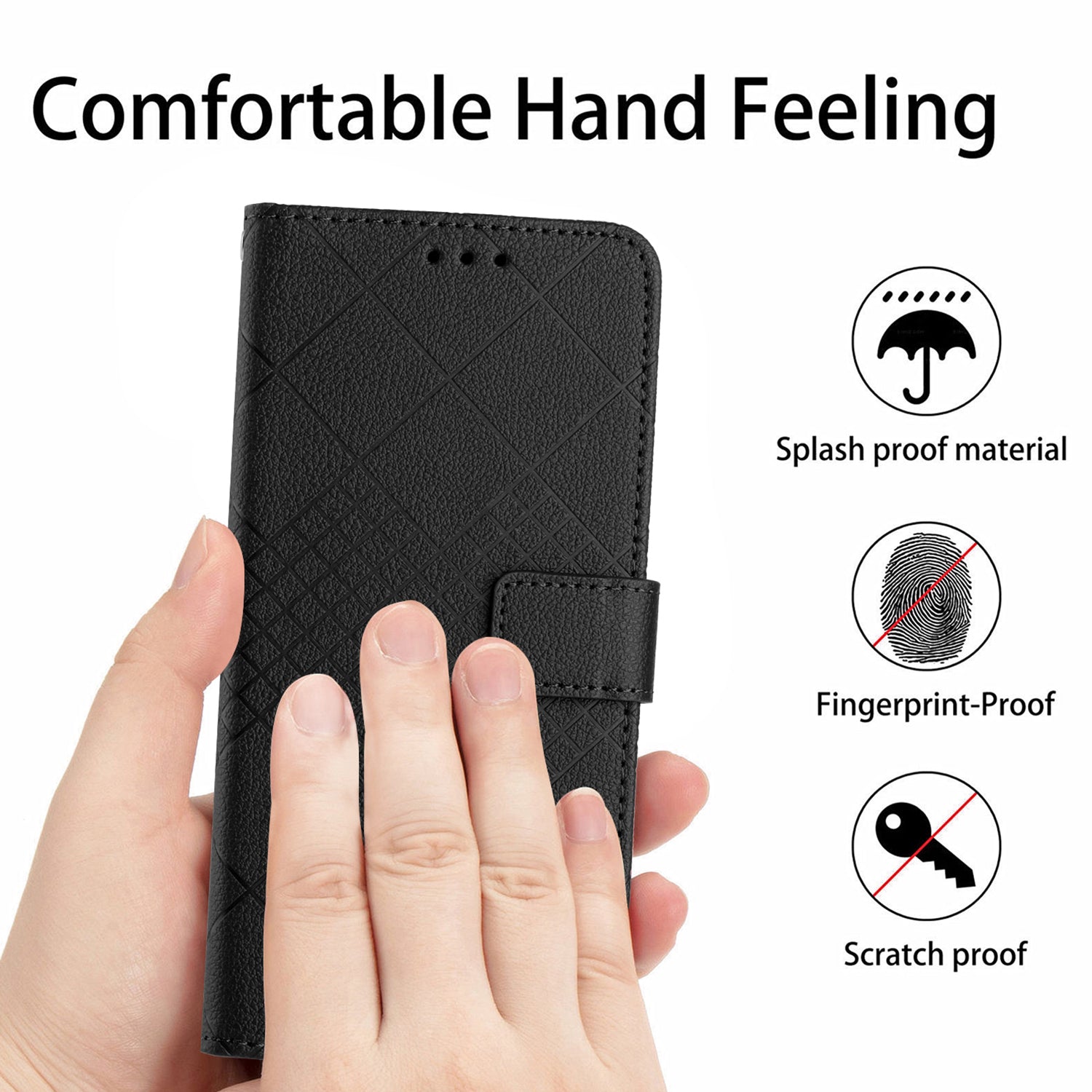 HT06 For Sony Xperia 10 VI Case Rhombus Pattern Imprinted Leather Wallet Phone Cover