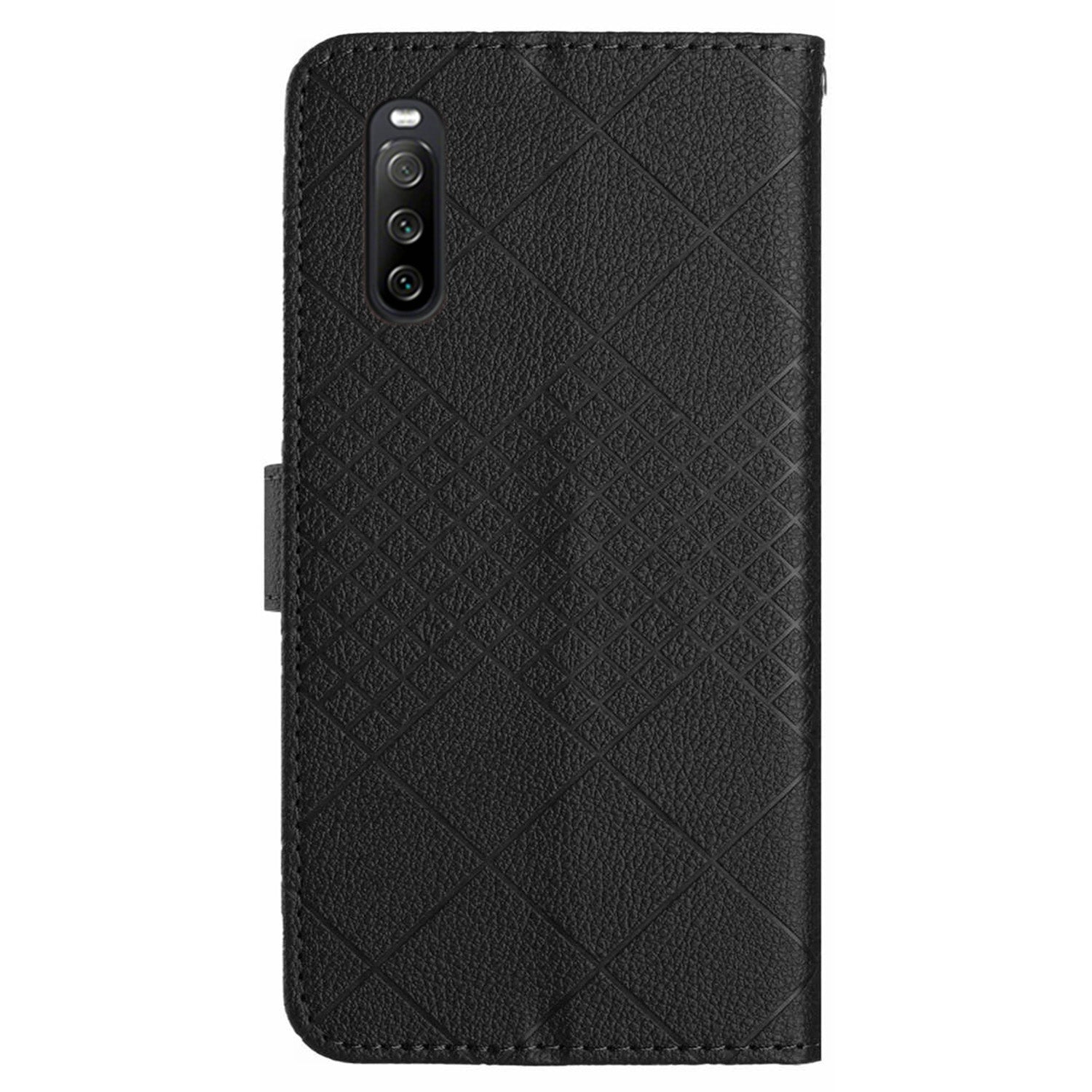 HT06 For Sony Xperia 10 VI Case Rhombus Pattern Imprinted Leather Wallet Phone Cover