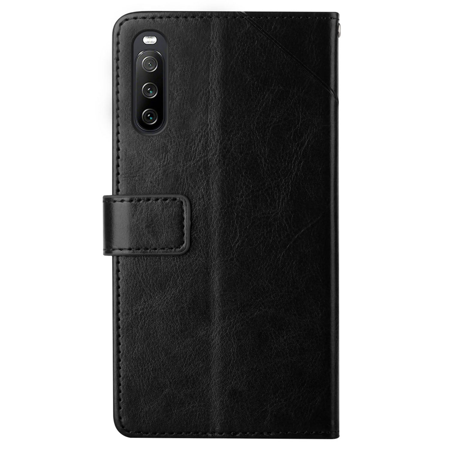HT01 For Sony Xperia 10 VI Wallet Case Y-shaped Lines Imprinted Leather Phone Cover