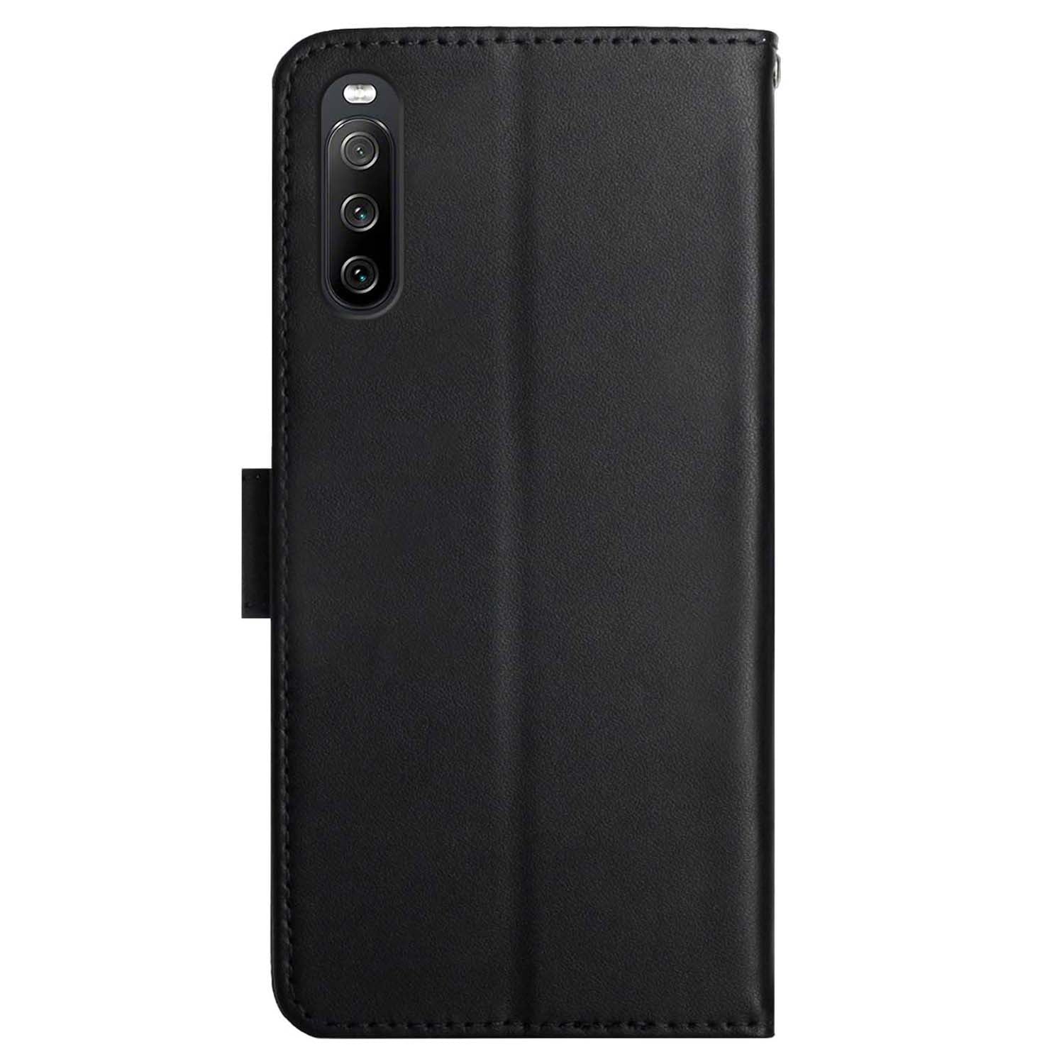 HT02 For Sony Xperia 10 VI Case Nappa Texture Genuine Cow Leather Phone Cover