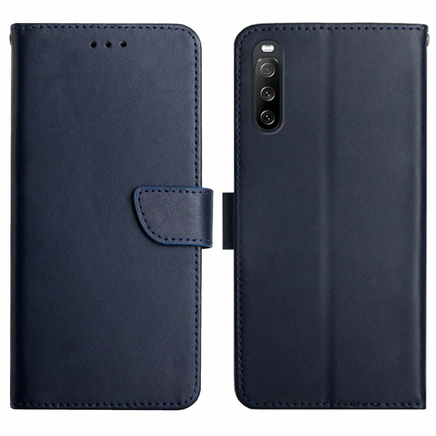 HT02 For Sony Xperia 10 VI Case Nappa Texture Genuine Cow Leather Phone Cover