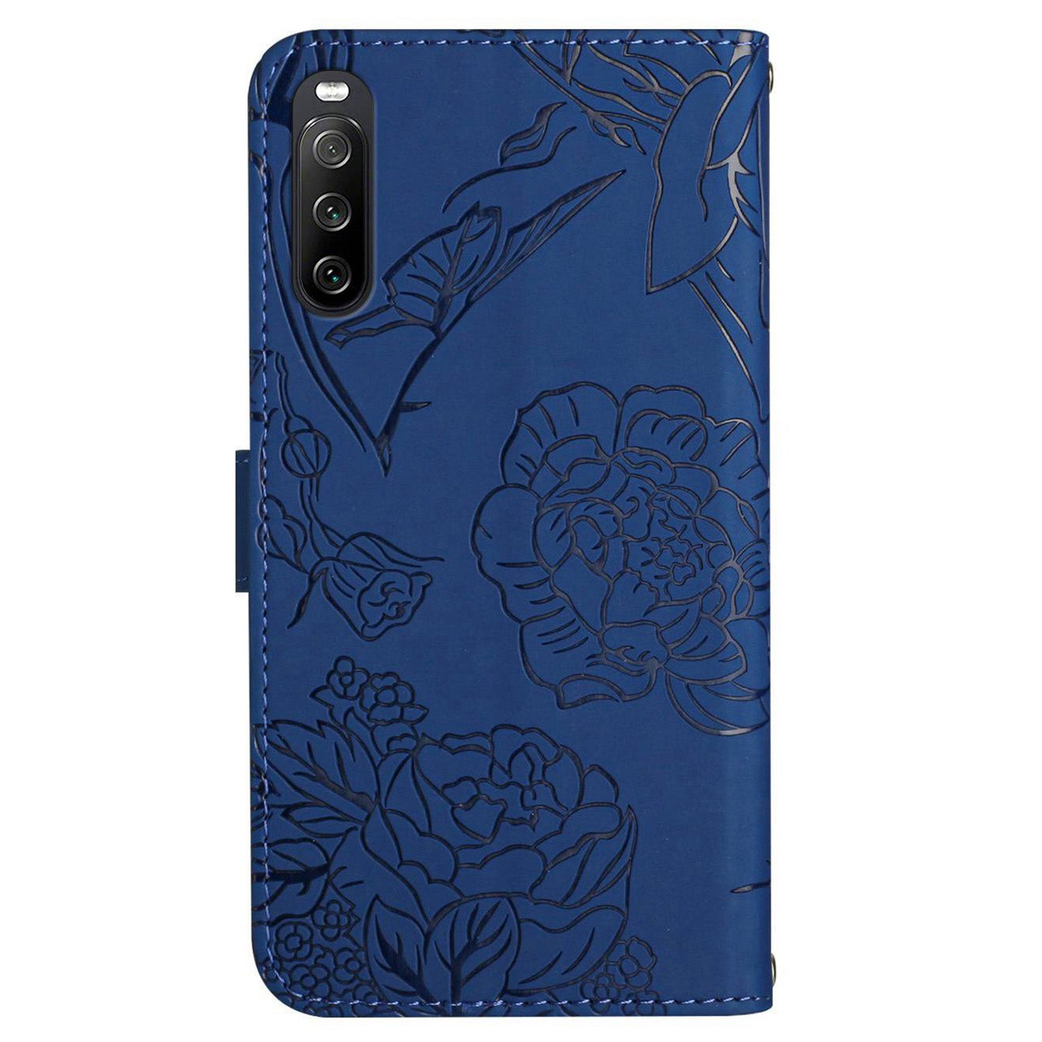 HT03 For Sony Xperia 10 VI Leather Case Butterfly Flower Wallet Phone Cover with Wrist Strap