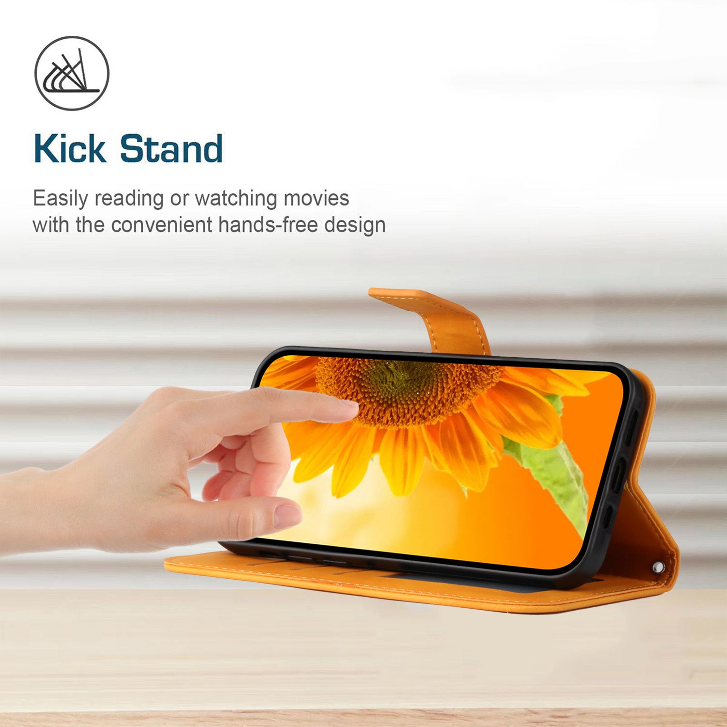 HT04 For Sony Xperia 10 VI Leather Case with Wrist Strap Sunflower Phone Cover