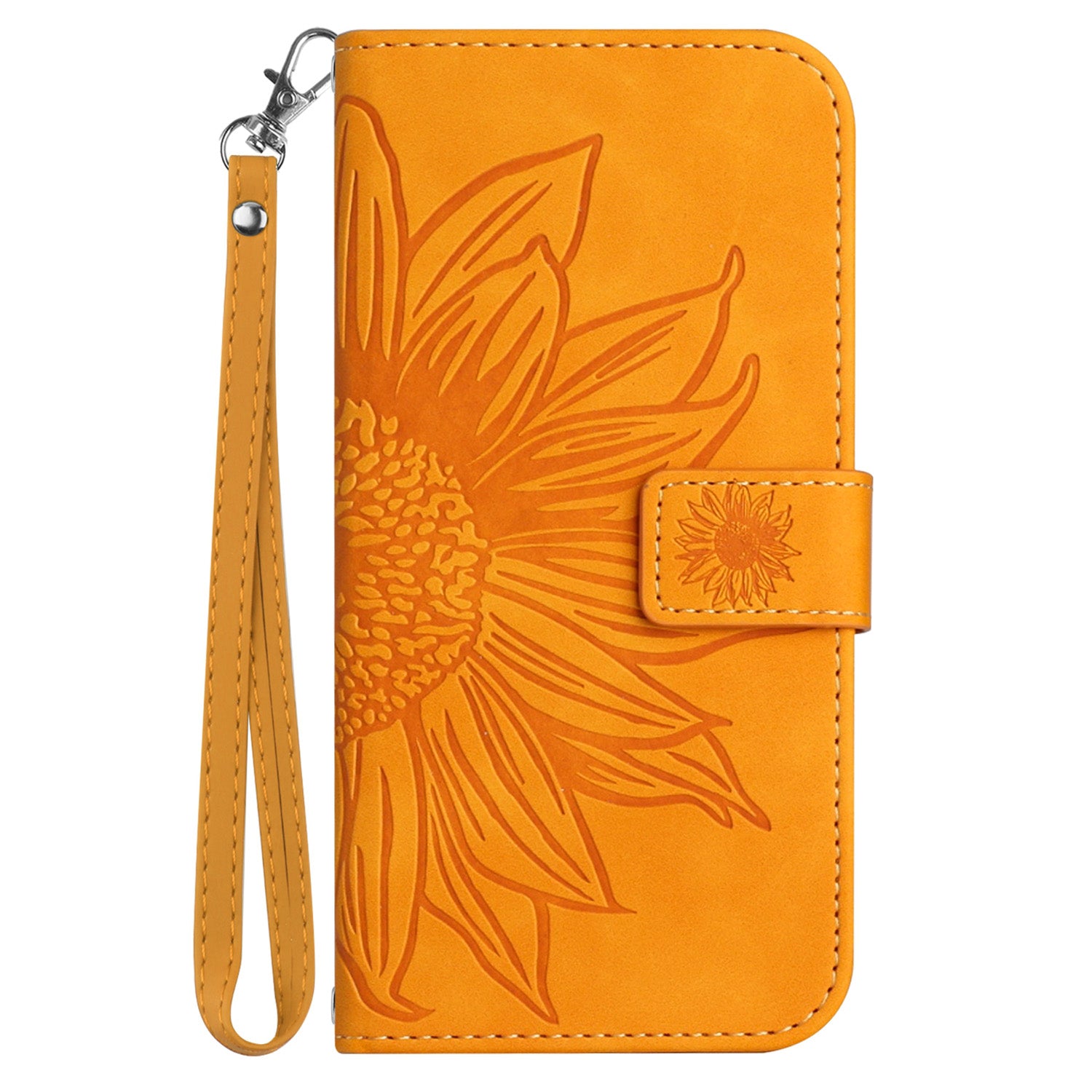 HT04 For Sony Xperia 10 VI Leather Case with Wrist Strap Sunflower Phone Cover