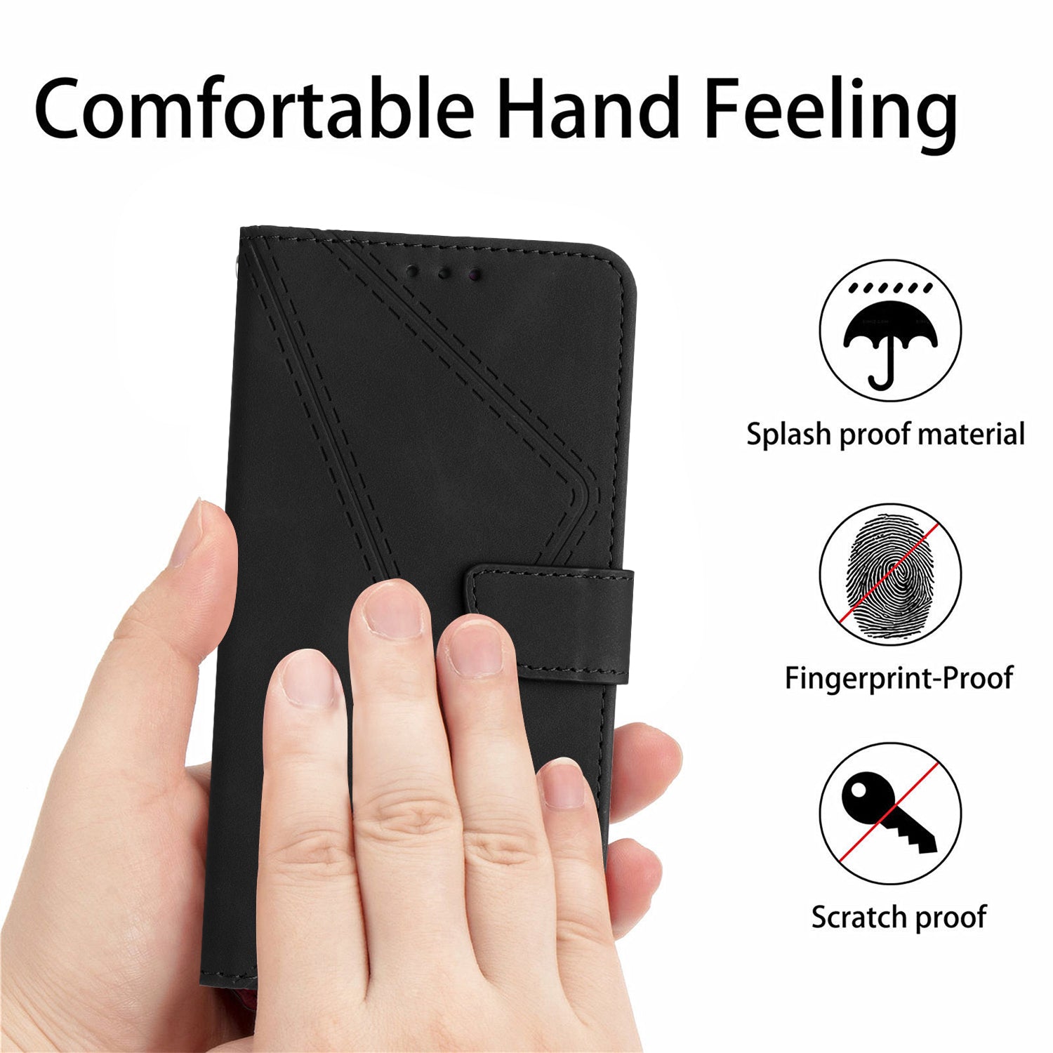 HT05 For Sony Xperia 10 VI Case Lines Imprinted PU Leather Drop-proof Phone Cover