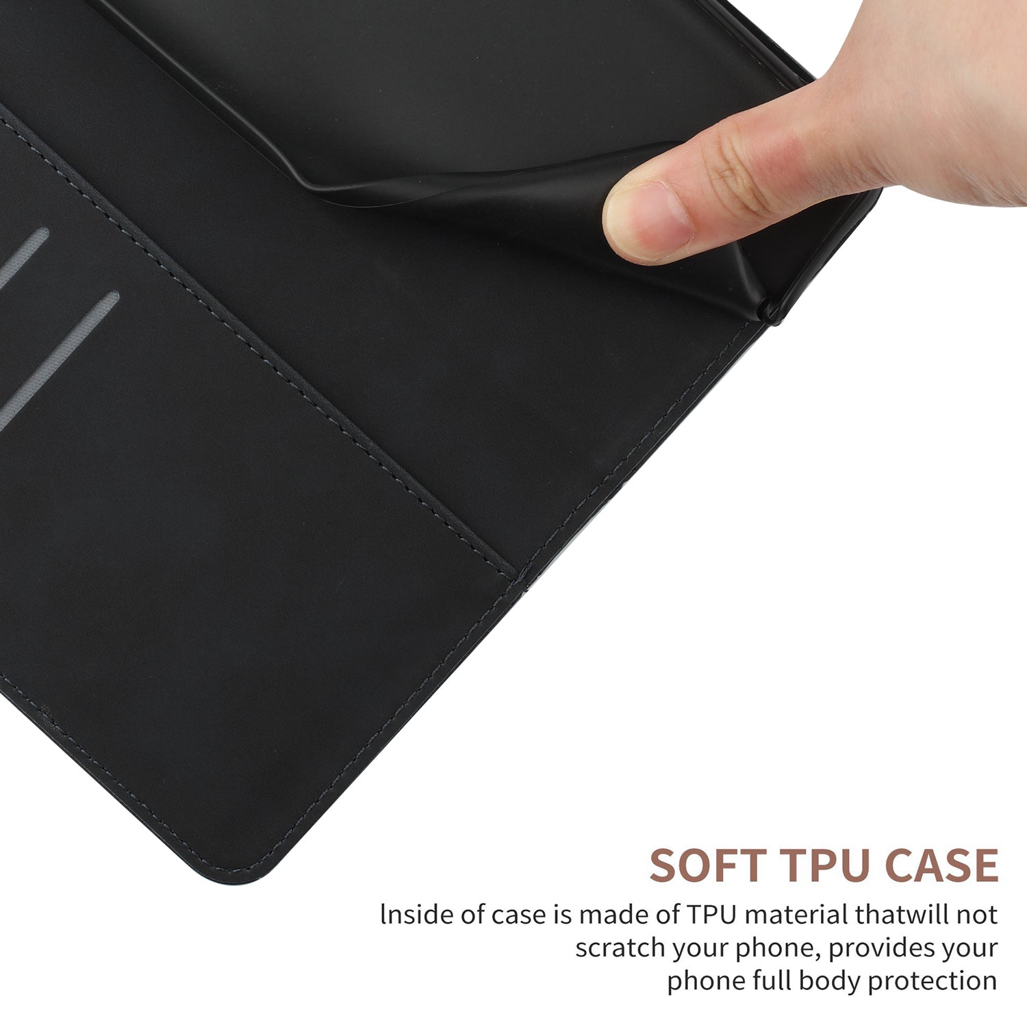 HT05 For Sony Xperia 10 VI Case Lines Imprinted PU Leather Drop-proof Phone Cover