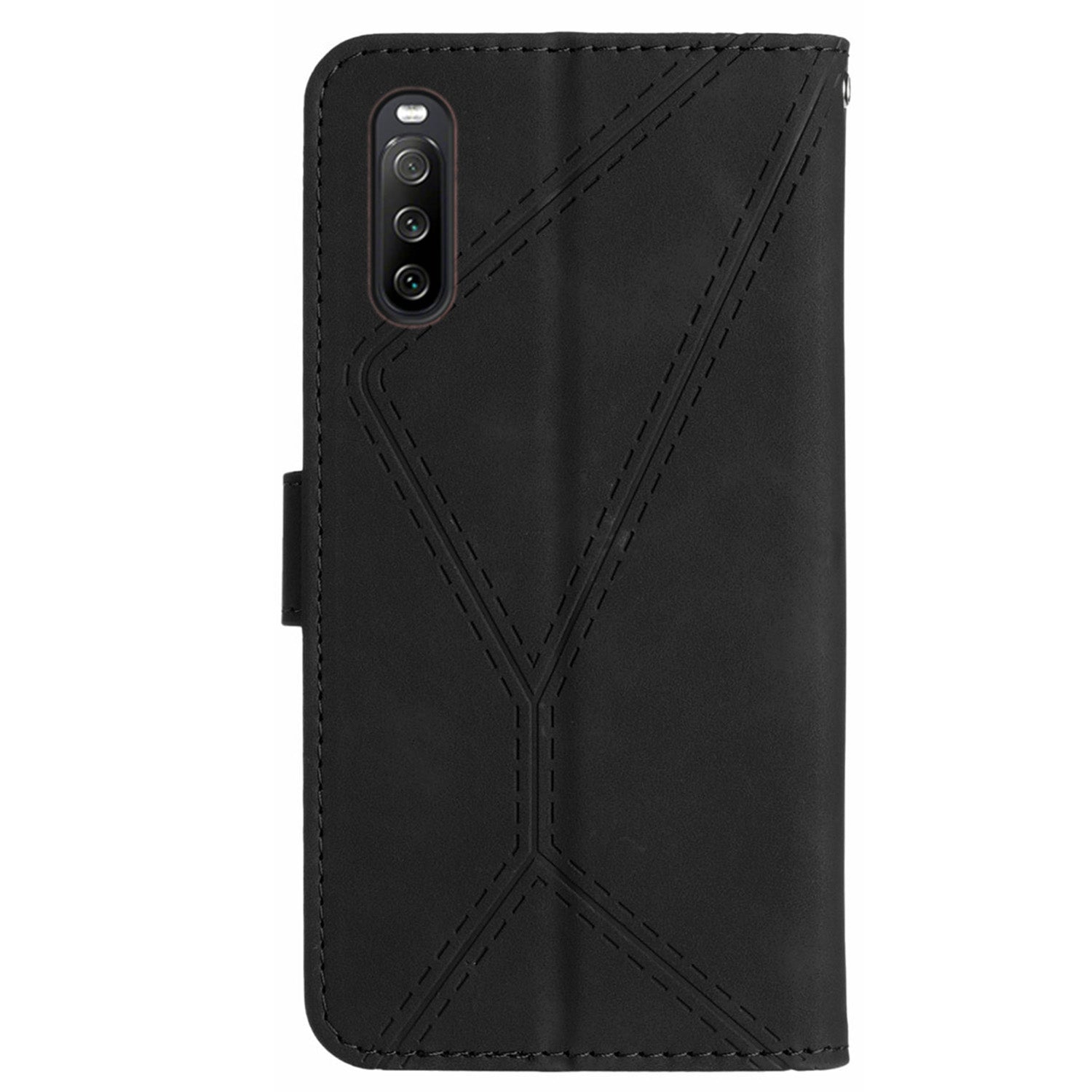 HT05 For Sony Xperia 10 VI Case Lines Imprinted PU Leather Drop-proof Phone Cover