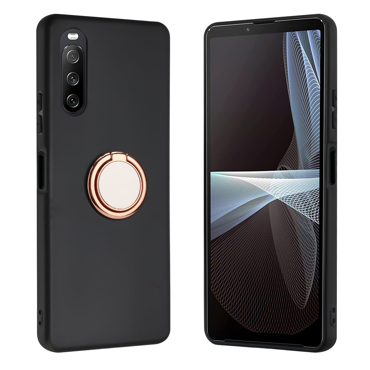 For Sony Xperia 10 VI TPU Case Ring Kickstand Matte Phone Cover Work With Magnetic Car Holder