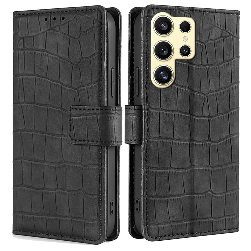 For Samsung Galaxy S24 Ultra Wallet Case Crocodile Texture PU Leather Stand Flip Cover