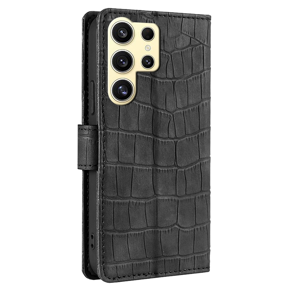 For Samsung Galaxy S24 Ultra Wallet Case Crocodile Texture PU Leather Stand Flip Cover