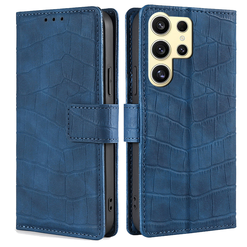 For Samsung Galaxy S24 Ultra Wallet Case Crocodile Texture PU Leather Stand Flip Cover