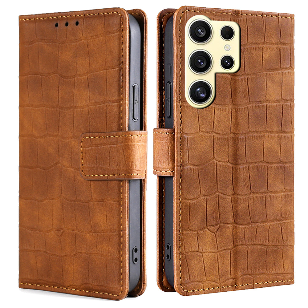 For Samsung Galaxy S24 Ultra Wallet Case Crocodile Texture PU Leather Stand Flip Cover