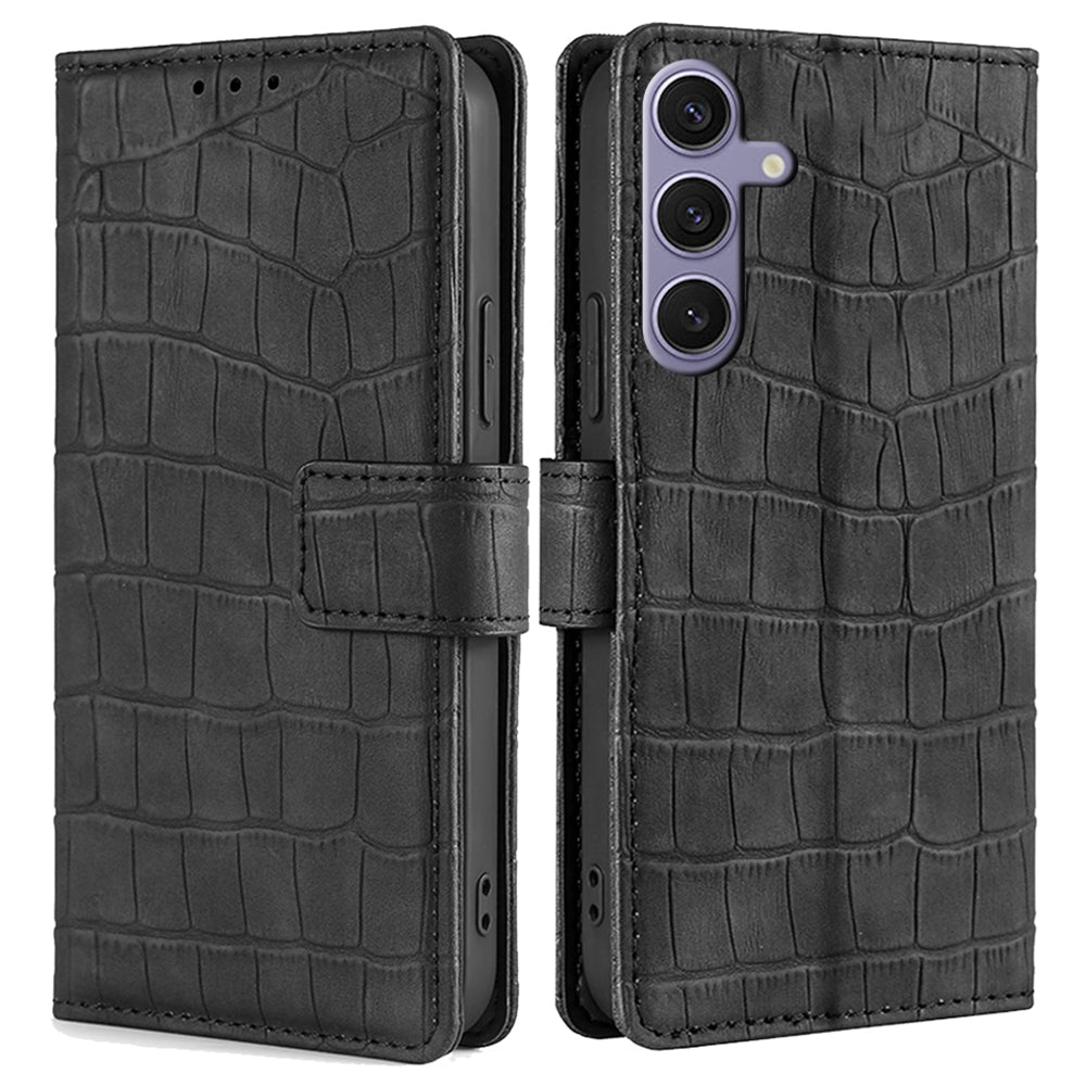 For Samsung Galaxy S24+ Wallet Case Crocodile Texture Leather Phone Cover