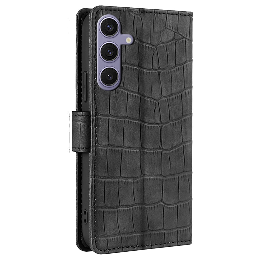 For Samsung Galaxy S24+ Wallet Case Crocodile Texture Leather Phone Cover
