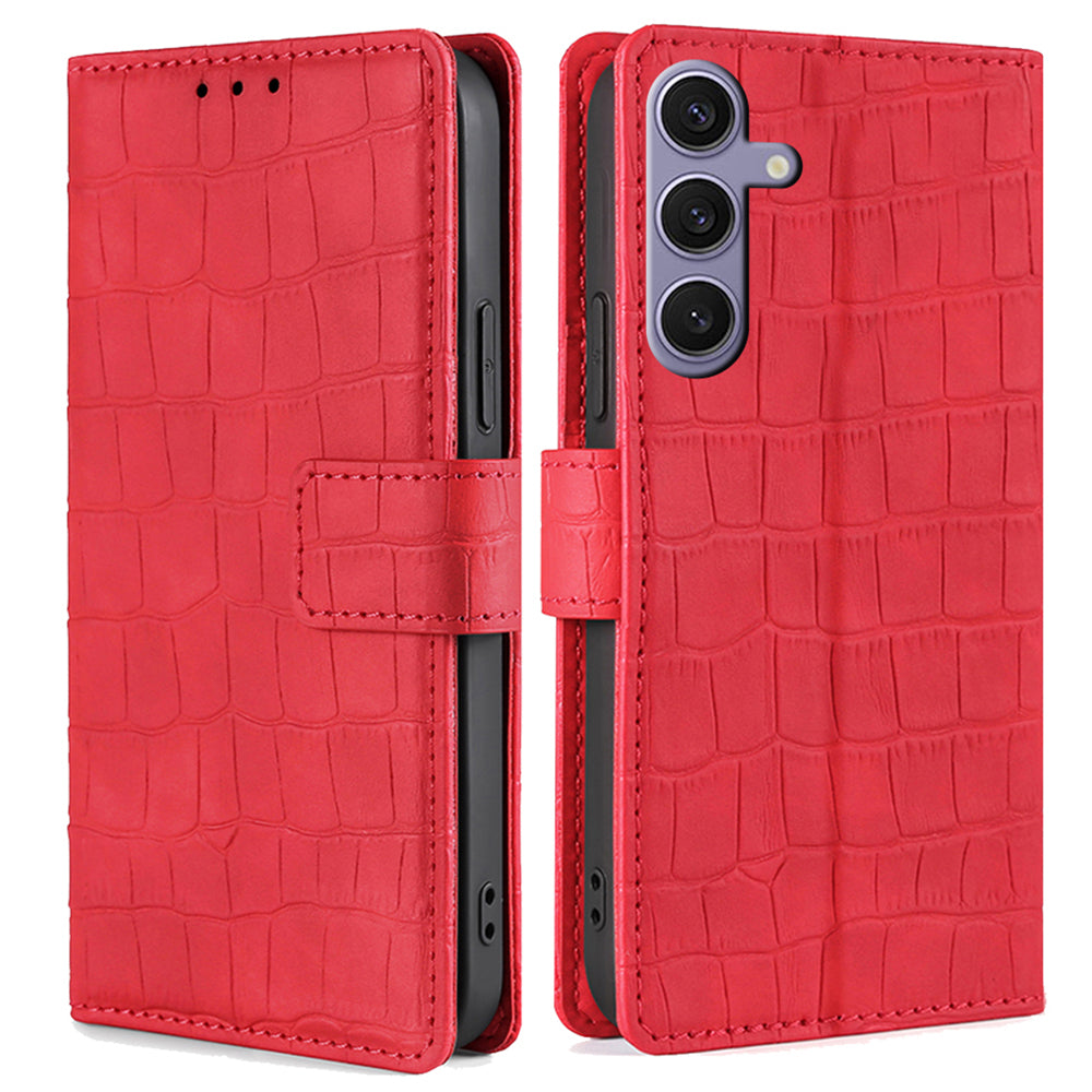 For Samsung Galaxy S24+ Wallet Case Crocodile Texture Leather Phone Cover