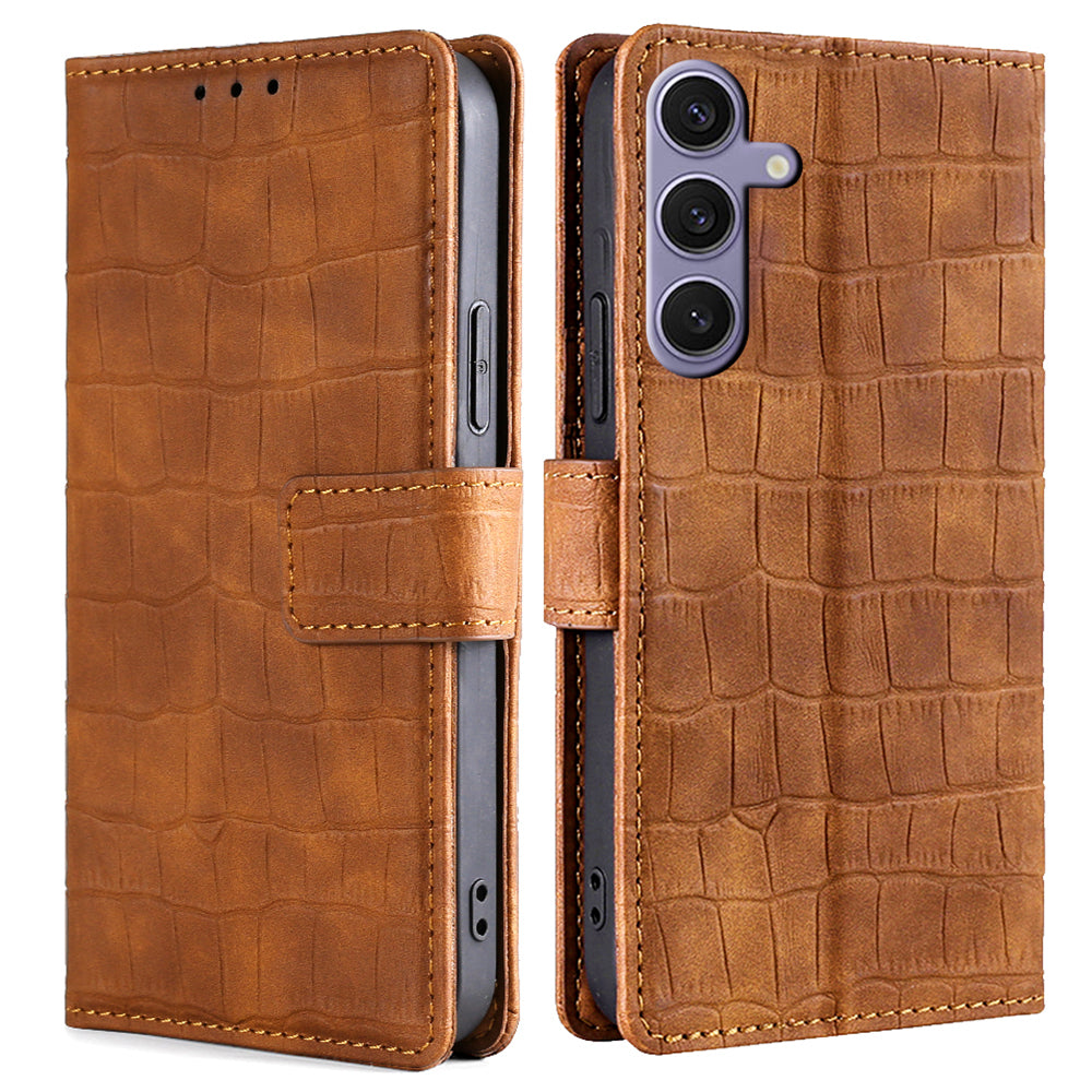 For Samsung Galaxy S24+ Wallet Case Crocodile Texture Leather Phone Cover