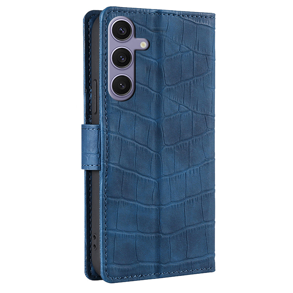 For Samsung Galaxy S24 Case Card Slots Wallet PU Leather Crocodile Texture Phone Cover
